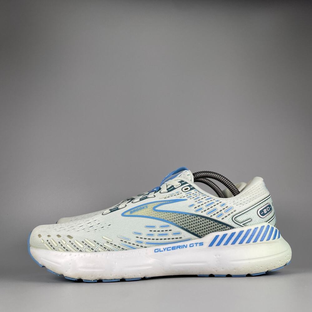 Women 11 Men 9.5 Brooks Glycerin GTS 20 Blue White Athletic Running Shoe Sneaker